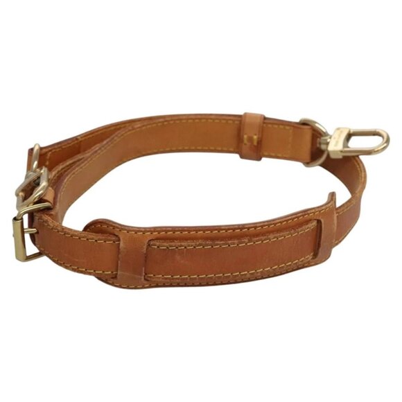 LOUIS VUITTON Adjustable Shoulder Strap Leather 31.9""-39"" Beige LV Auth EC547 - Picture 1 of 9